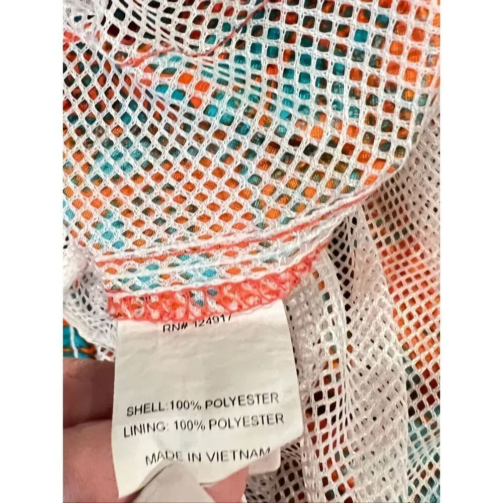 Trunks Surf & Swim Men's Floral Drawstring Board Shorts Orange Aqua Size Large